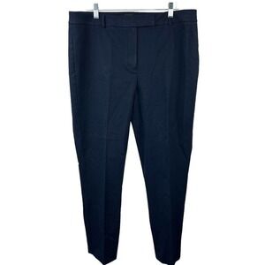 Talbots Women's Navy Blue High Waist Straight Pants Size 14 Flat Front Chino